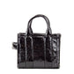 The Shiny Crinkle Micro Tote Black Leather Crossbody Bag Handbag