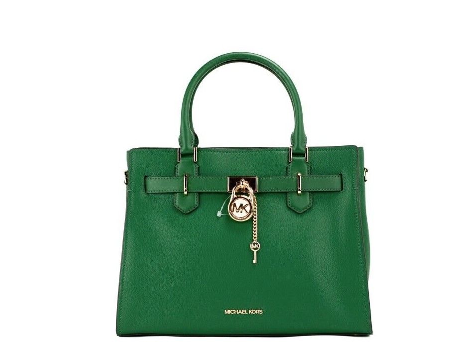 Hamilton Medium Jewel Green Leather Satchel Crossbody Handbag