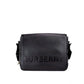 Bruno Small Black Embossed Branded Pebble Leather Messenger Handbag