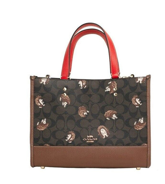 Dempsey Medium Hedgehog Print Coated Canvas Carryall Tote Handbag