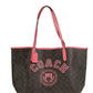 Varsity Brown Watermelon Signature Canvas City Tote Handbag Purse