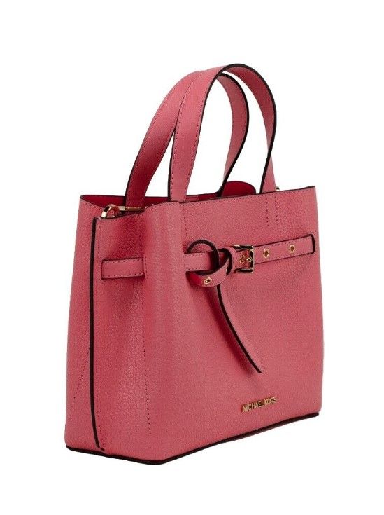 Emilia Small Grapefruit Pebbled Leather Satchel Crossbody Handbag