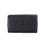 Thea Small Black Pebble Leather Flat Wallet Crossbody Handbag