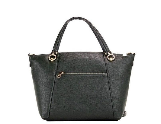 Kacey Amazon Green Pebble Leather Top Zip Satchel Crossbody Bag