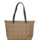 Signature Coated Canvas Khaki Amazon Green Leather Gallery Tote Bag