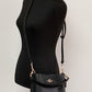 Mollie 22 Small Black Doublefaced Leather Bucket Crossbody Handbag