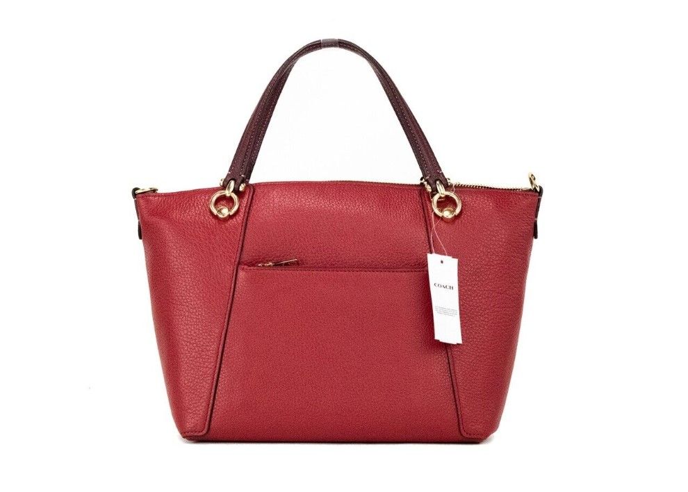 Kacey Colorblock Red Apple Pebbled Leather Top Zip Satchel Handbag