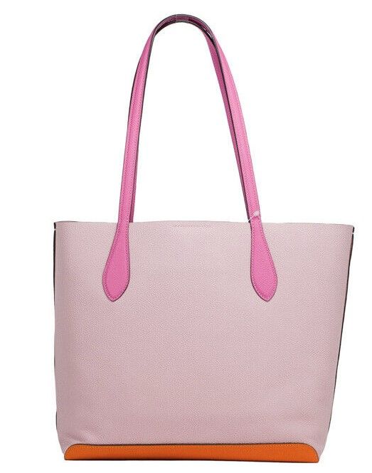 Kia Medium Carnation Colorblock Pebbled Leather Tote Bag Handbag Pink