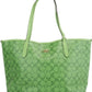 (CA157) Neon Green Signature Coated Canvas City Tote Shoulder Handbag