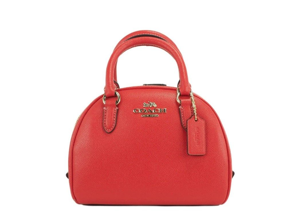 Sydney Small Miami Red Crossgrain Leather Satchel Crossbody Bag