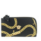 Black Smooth Leather Medusa Head Chain Organizer Zip Card Case Wallet
