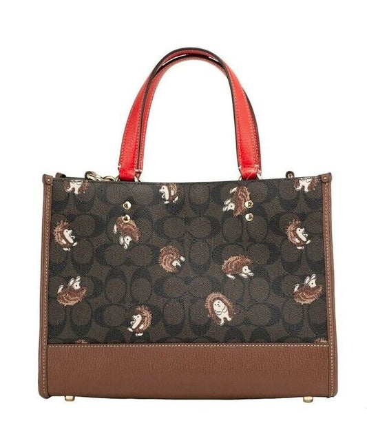 Dempsey Medium Hedgehog Print Coated Canvas Carryall Tote Handbag