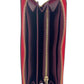 (C4451) Long Miami Red Pebbled Leather Zip Around Wristlet Clutch Wallet