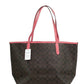 Varsity Brown Watermelon Signature Canvas City Tote Handbag Purse