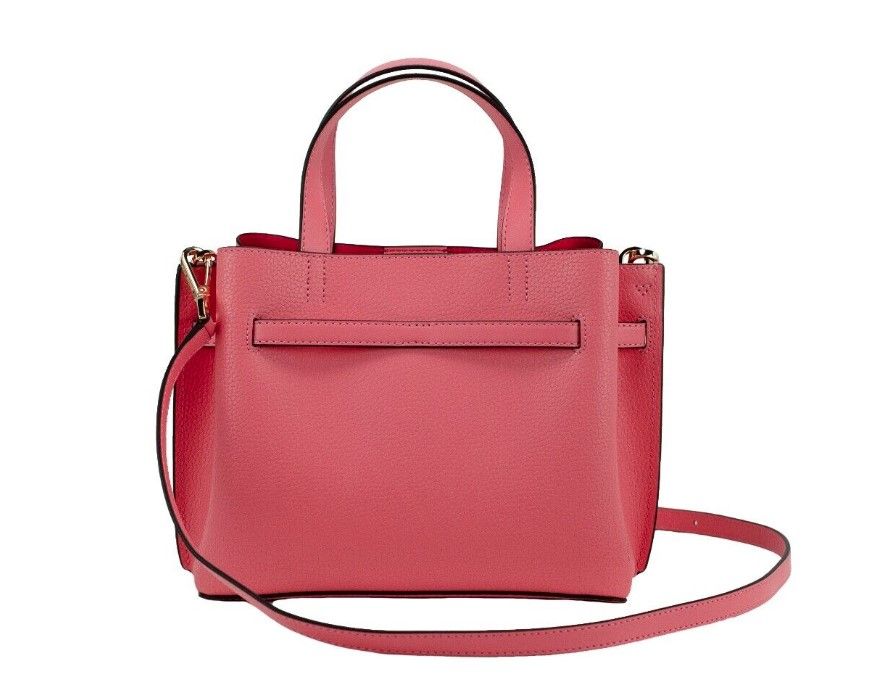 Emilia Small Grapefruit Pebbled Leather Satchel Crossbody Handbag