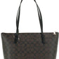 Brown Black Signature Canvas Medium Shoulder Tote Handbag Purse