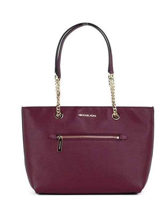 Jet Set Medium Mulberry Leather Front Zip Chain Tote Bag Handbag