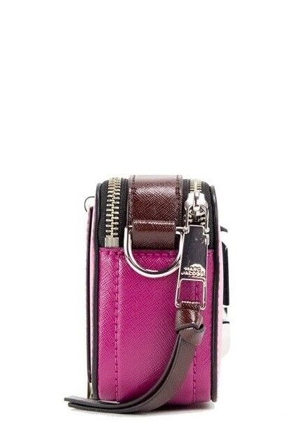 The Snapshot Bag Studded Saffiano Leather Magenta Shoulder Bag Purse