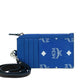 Aren Visetos Surf the Web Blue Leather Card Case Necklace Lanyard Wallet