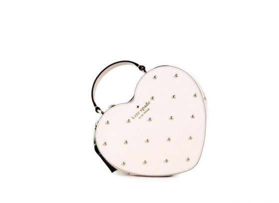 Love Shack Studded Rose Leather Top Handle Heart Crossbody Handbag