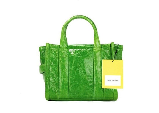 The Shiny Crinkle Mini Tote Fern Green Leather Crossbody Handbag