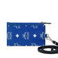Aren Visetos Surf the Web Blue Leather Card Case Necklace Lanyard Wallet