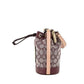 Dempsey Mini Wine Jacquard Canvas Crossbody Bucket Handbag Purse