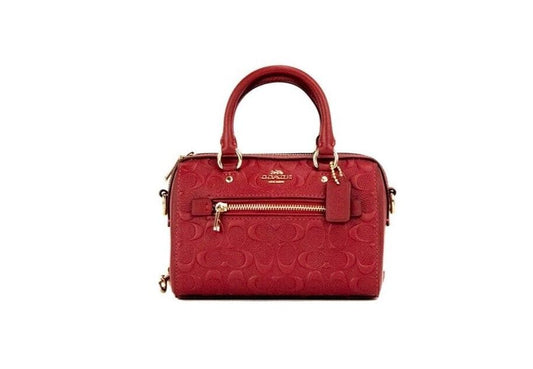 Mini Rowan 1941 Red Embossed Logo Leather Crossbody Handbag