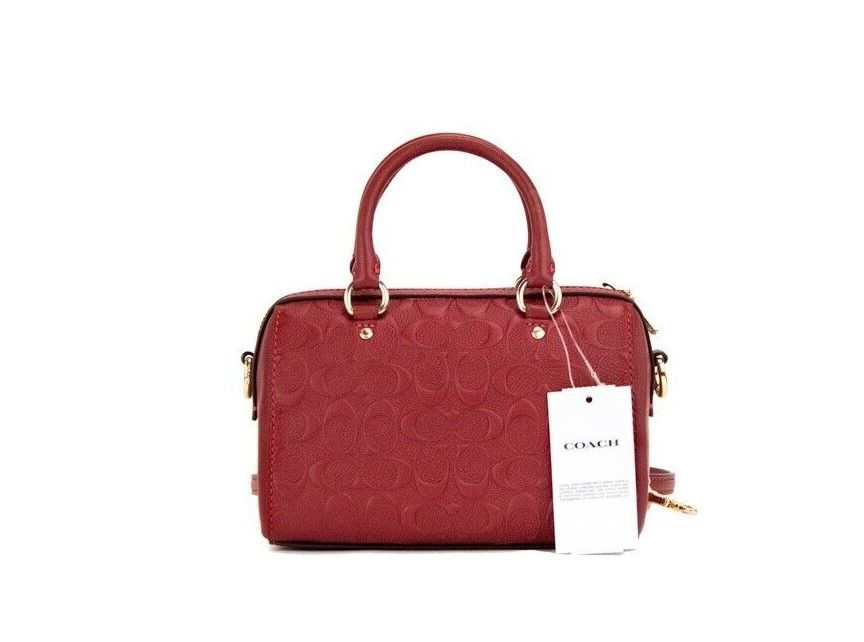 Mini Rowan 1941 Red Embossed Logo Leather Crossbody Handbag