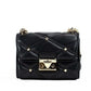Serena Small Smooth Black Vegan Leather Studded Flap Crossbody Bag