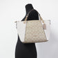 Kacey Light Khaki Chalk Coated Canvas Top Zip Satchel Handbag