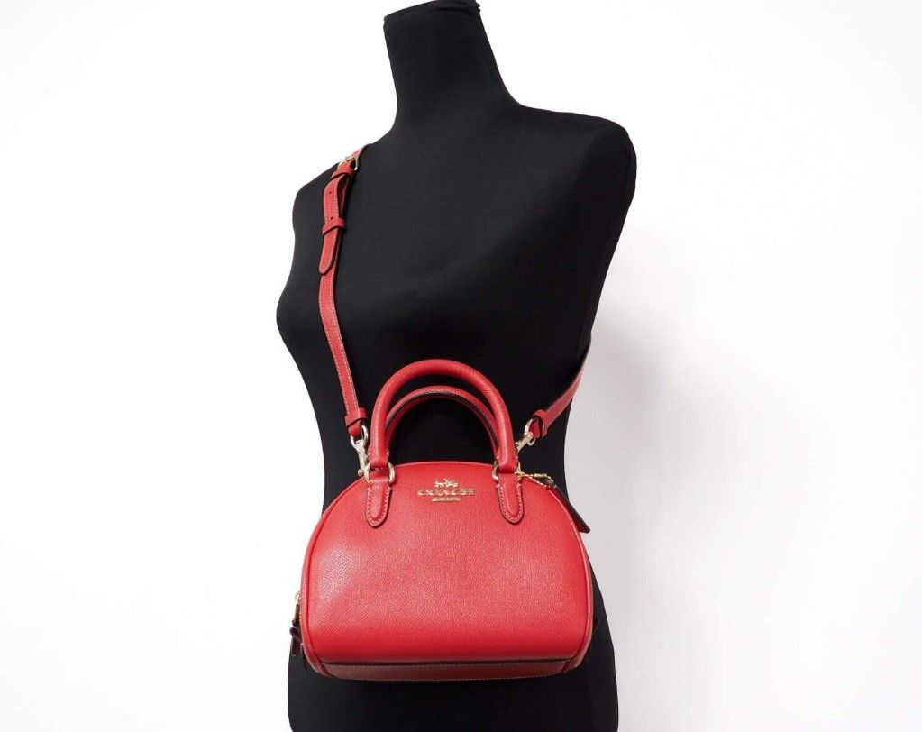 Sydney Small Miami Red Crossgrain Leather Satchel Crossbody Bag