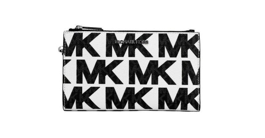 Jet Set Optic White Graphic Logo PVC Large Double Zip Wrist Wallet