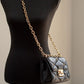 Serena Small Smooth Black Vegan Leather Studded Flap Crossbody Bag