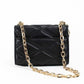 Serena Small Smooth Black Vegan Leather Studded Flap Crossbody Bag