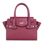 Carmen Medium Mulberry Saffiano Leather Flap Satchel Handbag