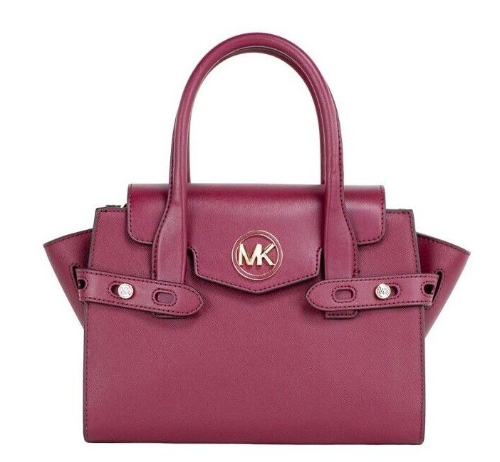 Carmen Medium Mulberry Saffiano Leather Flap Satchel Handbag