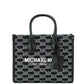 Mirella Small Black Canvas Top Zip Shopper Tote Crossbody Handbag