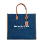 Mirella Large Indigo Denim Canvas North South Tote Bag Purse