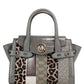 Carmen Medium Exotic leopard Heather Grey Satchel Handbag Purse
