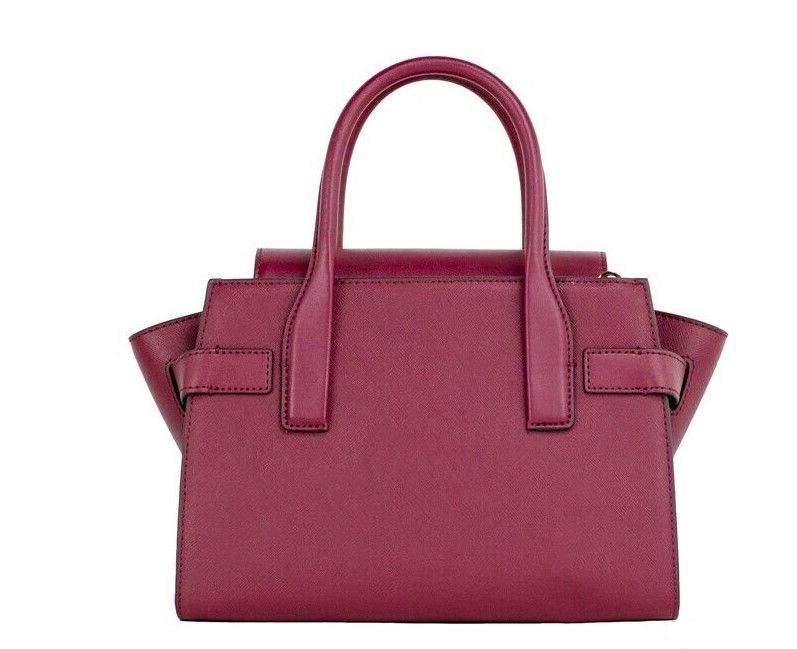 Carmen Medium Mulberry Saffiano Leather Flap Satchel Handbag