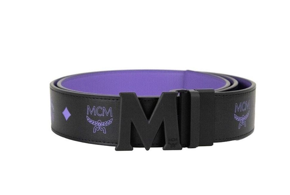 Smooth Visetos Logo Dahlia Purple Leather Adjustable Reversible Buckle Belt