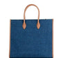 Mirella Large Indigo Denim Canvas North South Tote Bag Purse