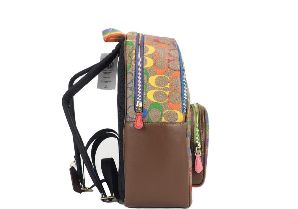 (CA140) Court Signature Rainbow Logo Khaki Multi Medium Backpack Bag