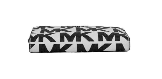 Jet Set Optic White Graphic Logo PVC Large Double Zip Wrist Wallet