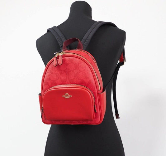 Mini Court Miami Red Signature Coated Canvas Shoulder Backpack Bag