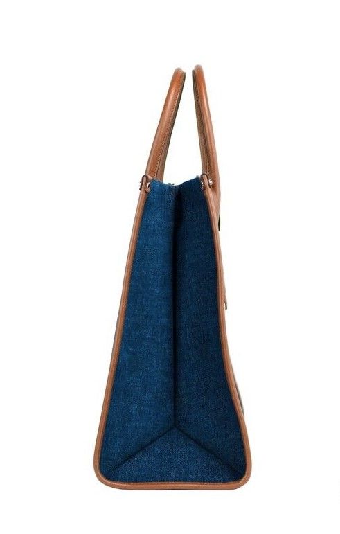 Mirella Large Indigo Denim Canvas North South Tote Bag Purse