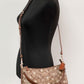 Clara Medium Snowflake Print Khaki Canvas Shoulder Handbag Purse