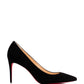 Elegant Black Suede Pumps with Iconic Red Sole