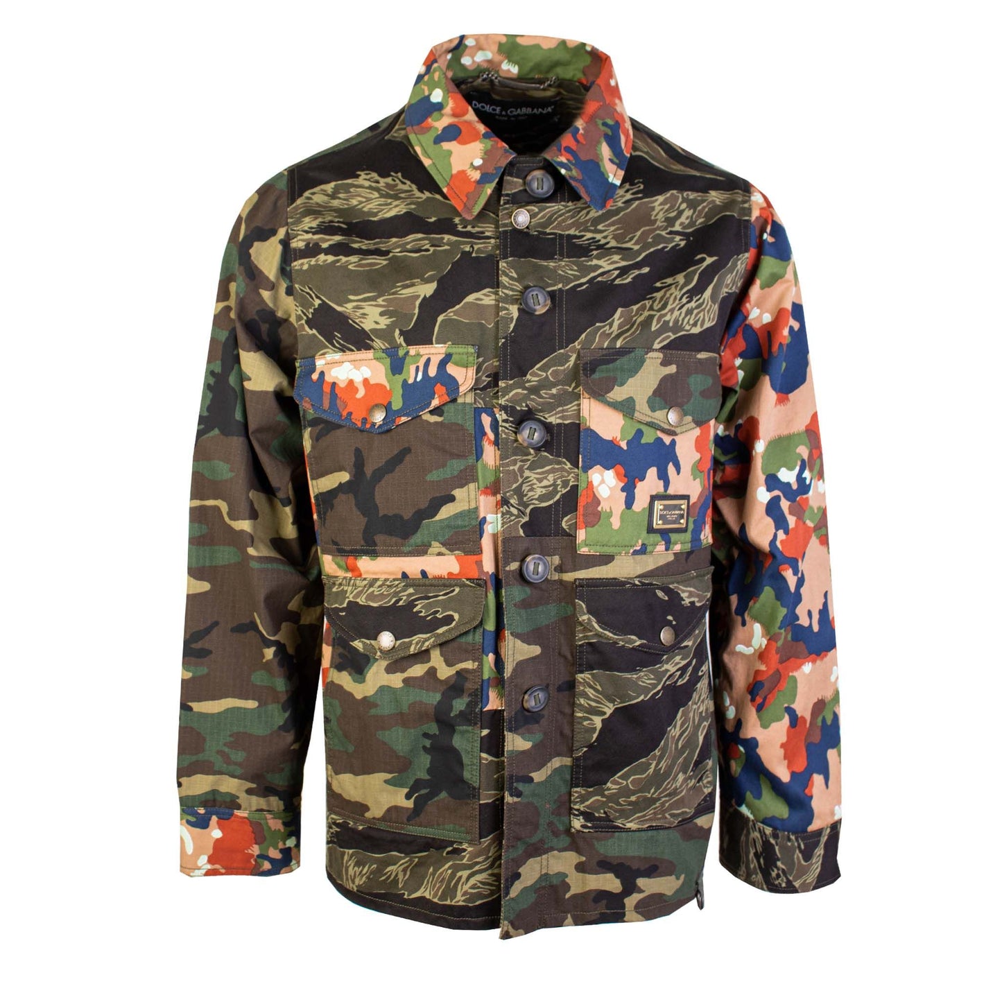 Camouflage Embellished Cotton Jacket